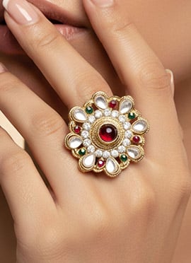 Multicolored Stones Kundan Ring