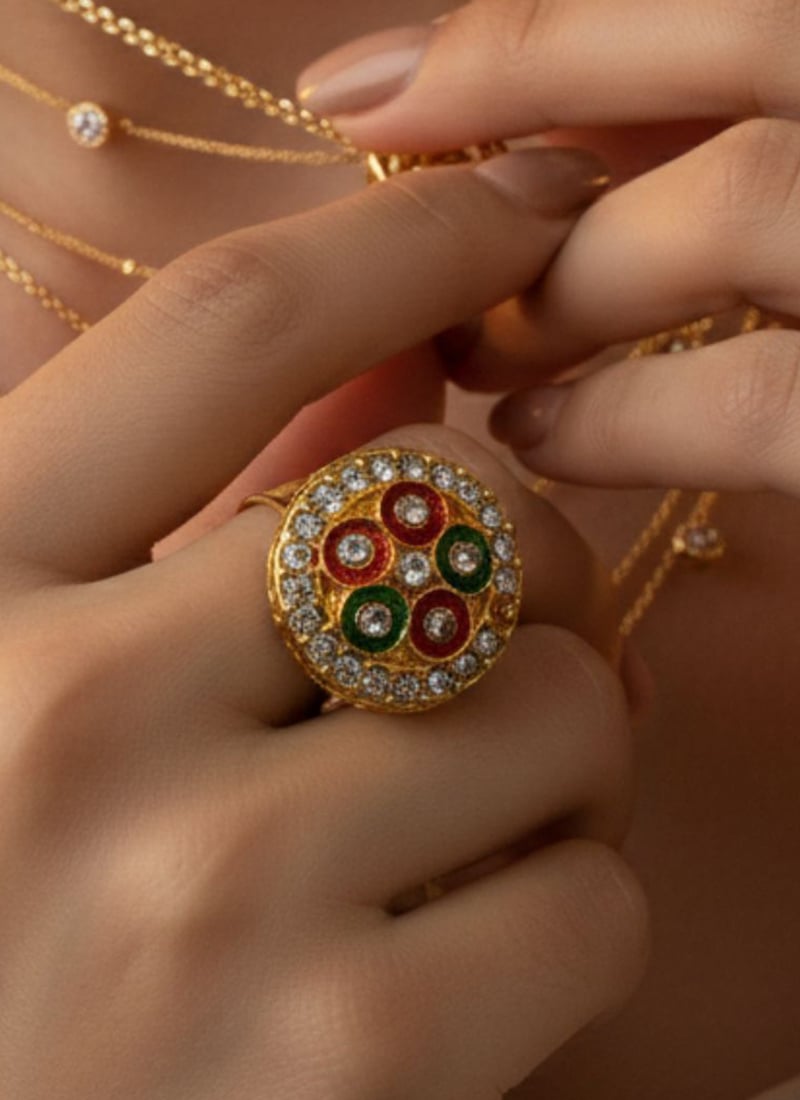 Multicolored Stones Ring Festive Wear