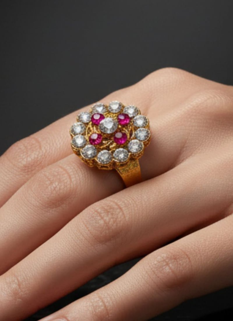 Multicolored Stones Ring Festive Wear