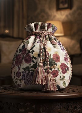 Multicolored Taffeta Digital Print Potli