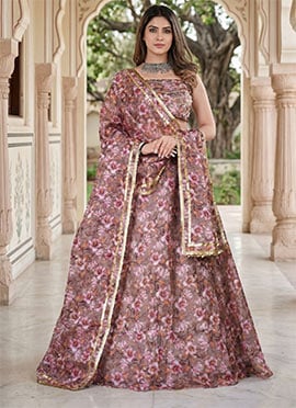 Multicolored Tebby Soft Organza Digital Print Lehenga