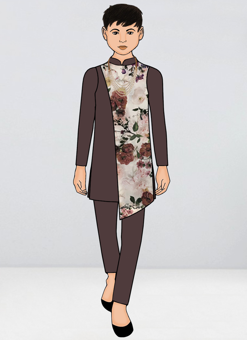 Multicolored Thigh Length Kurta Pyjamas