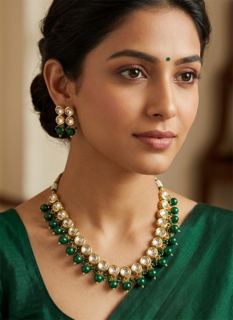 Multicolour Beaded Kundan Necklace Set with Matching Earrings After Six Wear