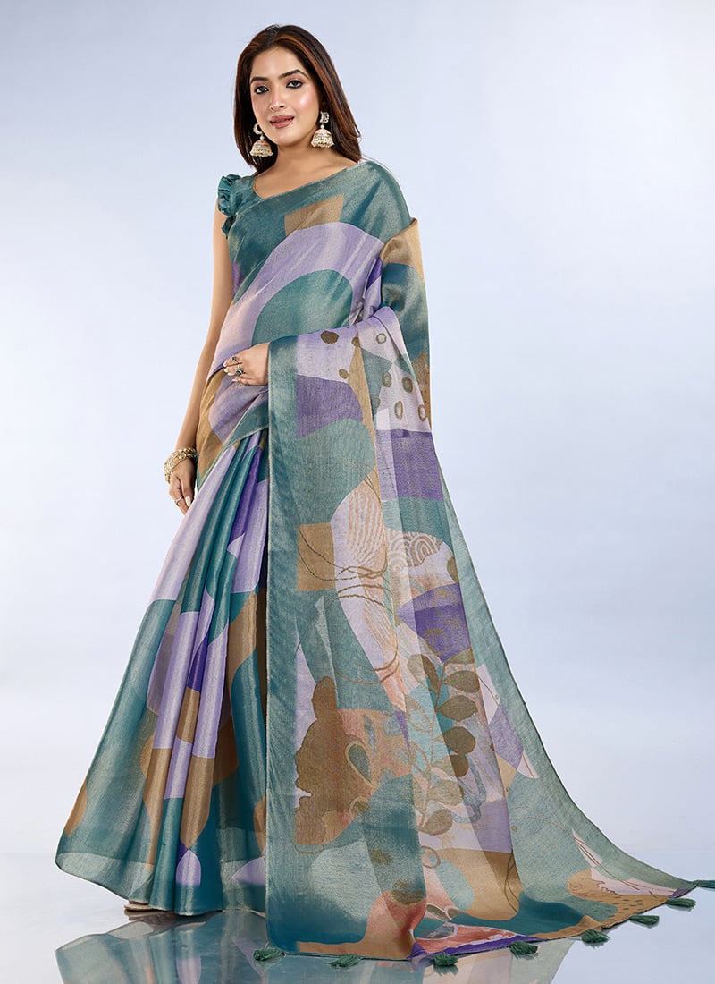 Multicoloured Cotton Digital Print Saree After Six Wear