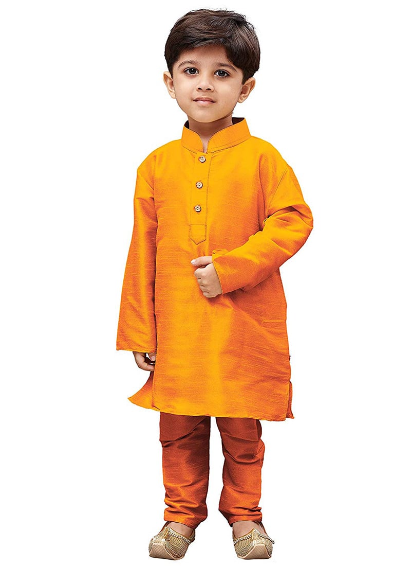 Mustard Art Dupion Silk Kurta Pyjama
