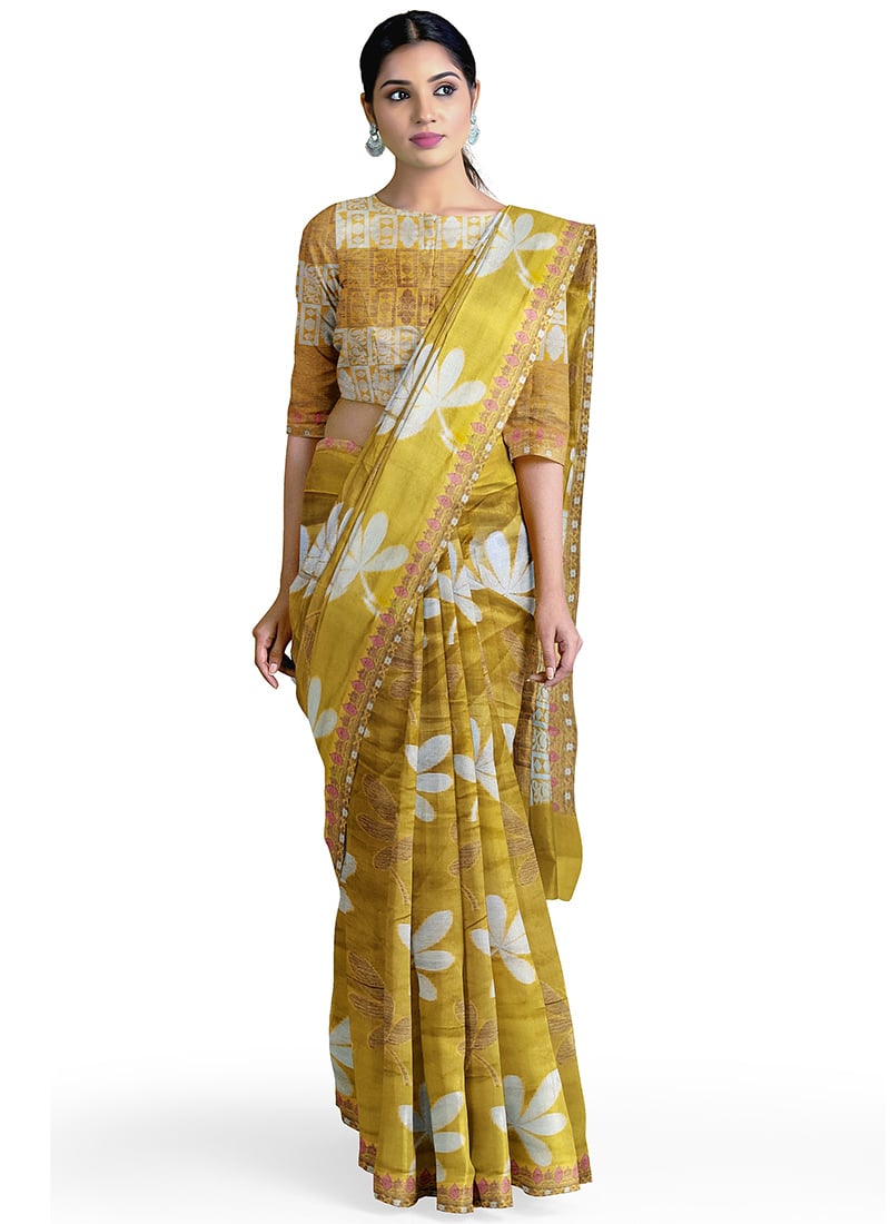 Mustard Art Silk Saree Festive Wear