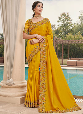 mustard colour wedding sarees