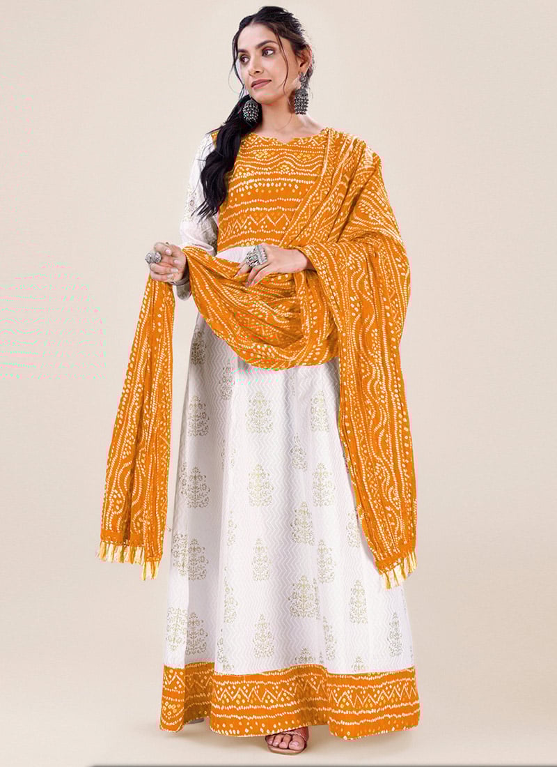 Mustard Chinon Bandhini Print Ethnic Dupatta After Six Wear