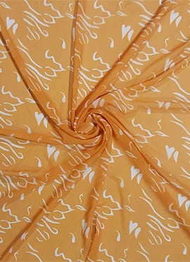 Mustard Digital Print Faux Georgette Fabric