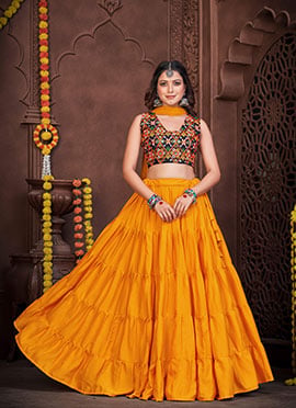 Mustard Georgette Kutch Work Chaniya Choli