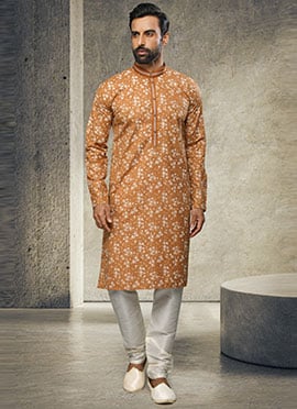 Mustard Handloom Cotton Kurta Pyjama
