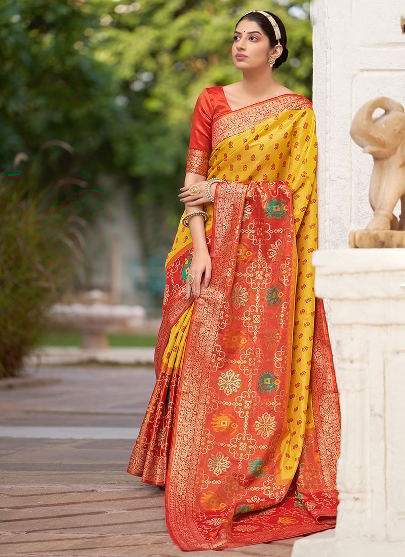 Mustard Kanjivaram Silk Weaving Saree