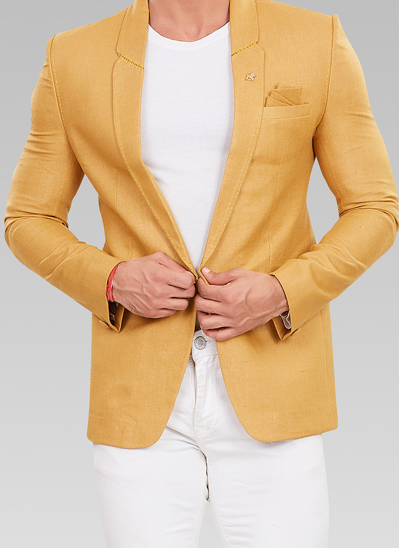 Buy Mustard Linen Blazers, Party Wear , Sangeet , Diwali, blazers