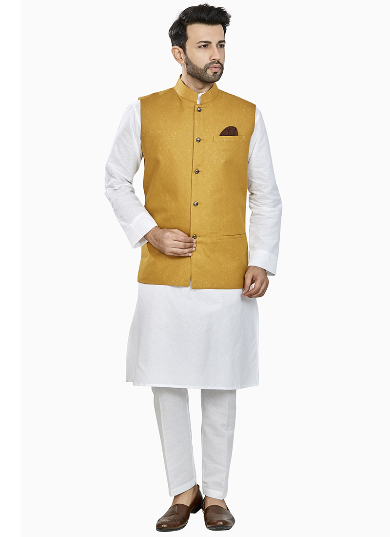 Mustard Linen Blend Bandi Set