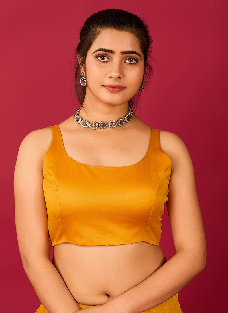 Mustard Modal Satin Padded Blouse