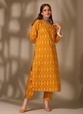 Mustard Rayon Digital Print Co ord sets