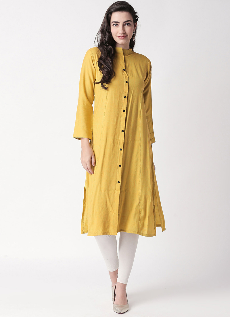 Buy Mustard Rayon Kurta Leggings Set 