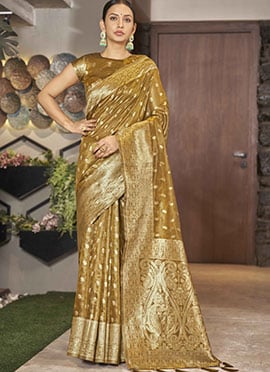 Mustard Shimmer Silk Zari Woven Saree