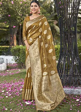 Mustard Shimmer Silk Zari Woven Saree
