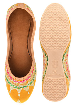 Mustard Zari Work Juti