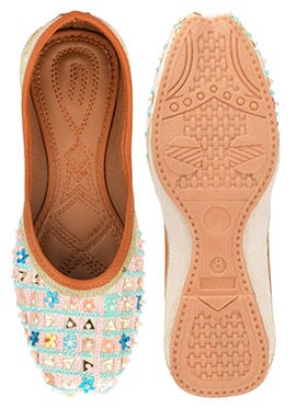 Muticolor Hand Embroidered Sequins With Moti Work Juti