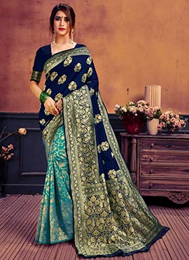 Latest Zari Half And Half Sarees Online Zari Work Half And Half Saree Collection