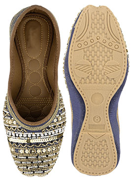 Navy Blue Beads With Sequins Moti Work Juti