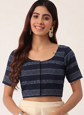 Navy Blue Cotton Printed Classy Blouse