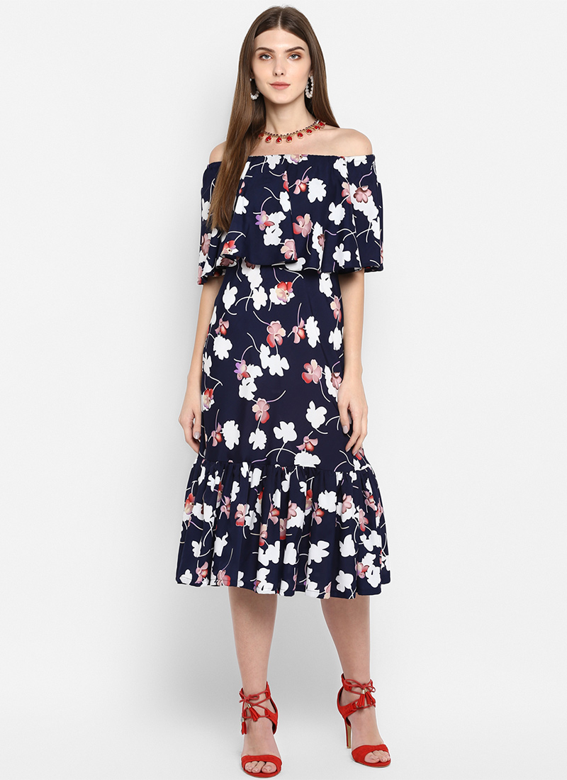 navy blue crepe dress