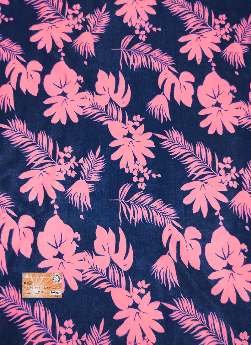 Navy Blue Digital Print Pure Crepe Fabric