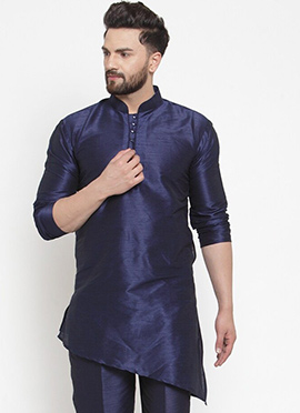 Navy Blue Dupion Silk Kurta