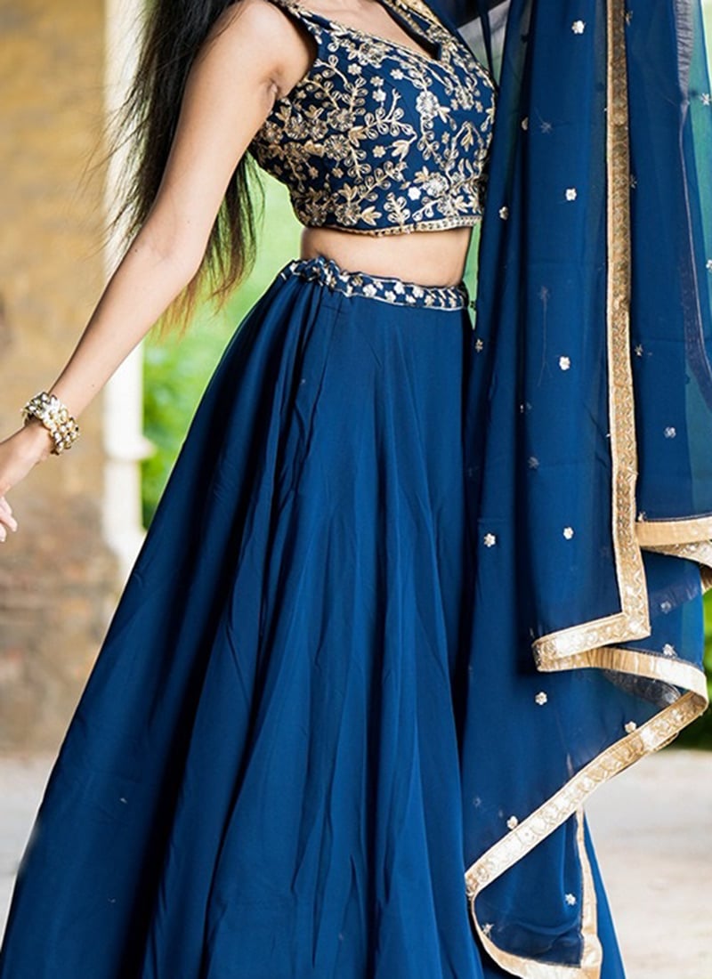Navy Blue Lehenga with Sequins & Beadwork