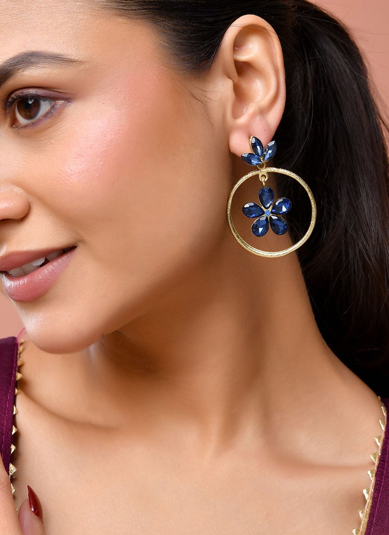 Navy Blue Kundan Drops After Six Wear