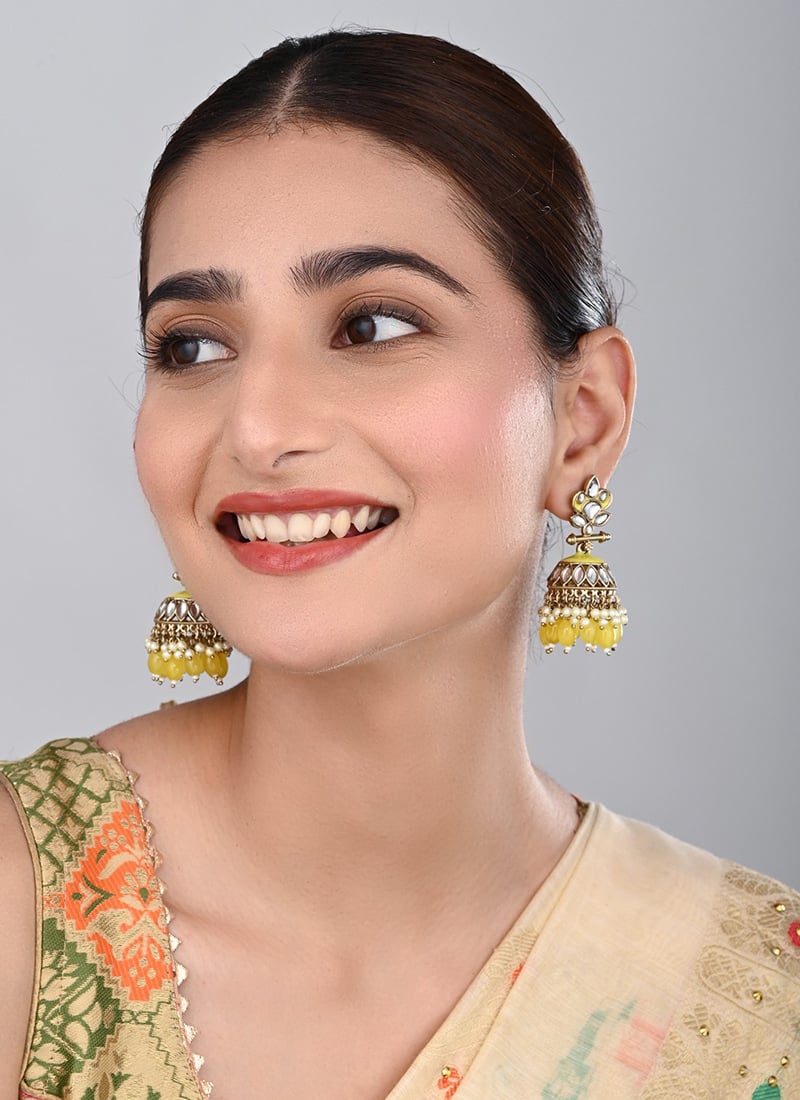 Navy Blue Kundan Meenakari Jhumka Earrings After Six Wear
