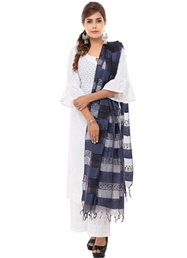 Navy Blue Organza Dupatta