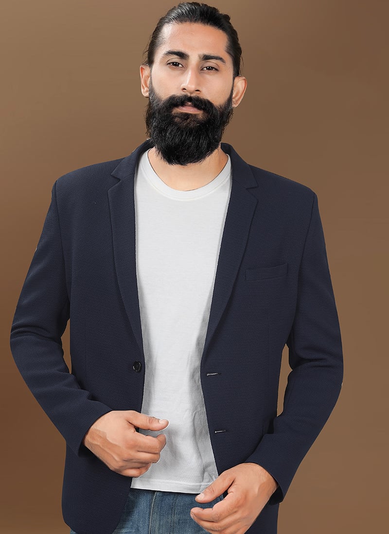 Navy Blue Terry Rayon Blazers