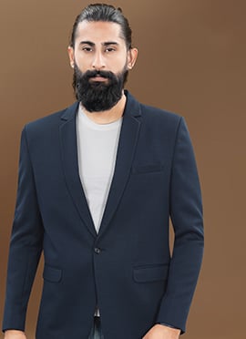 Navy Blue Terry Rayon Blazers