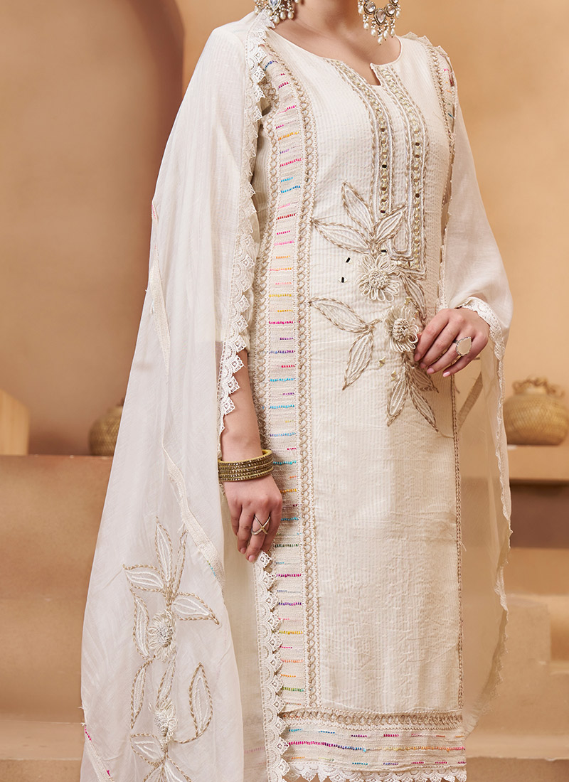 White Cut Work Suit Set - Buy Online | M&Y Pehnava