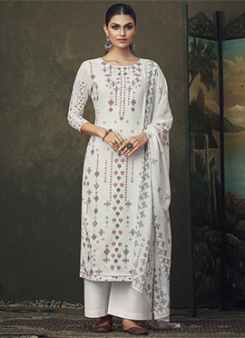 off white plazo suit