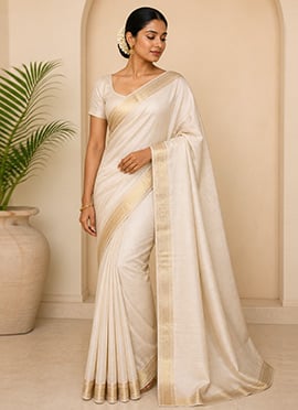 Off White Cotton Silk Woven Saree