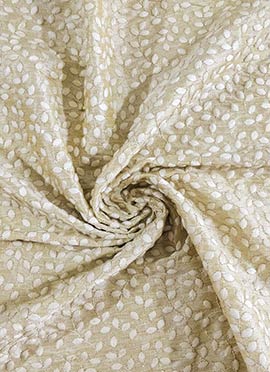 Off White Embroidered Art Silk Fabric