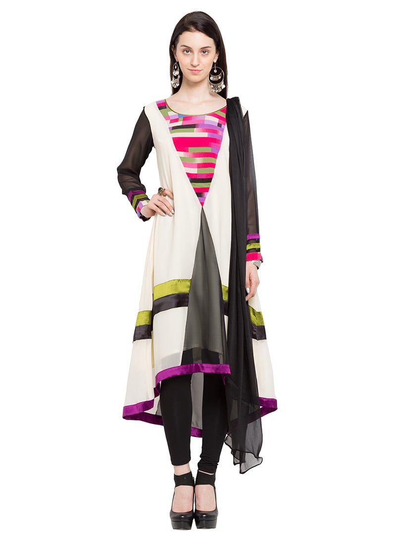 Off White Georgette Anarkali Suit Party Wear