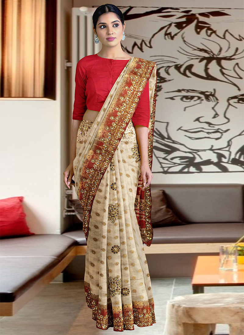 off white silk sarees