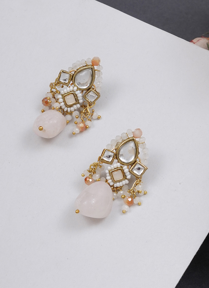 Off White Kundan And Beads With Moti Drops Festive Wear