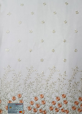 Off White Net Embroidered N Stones Fabric