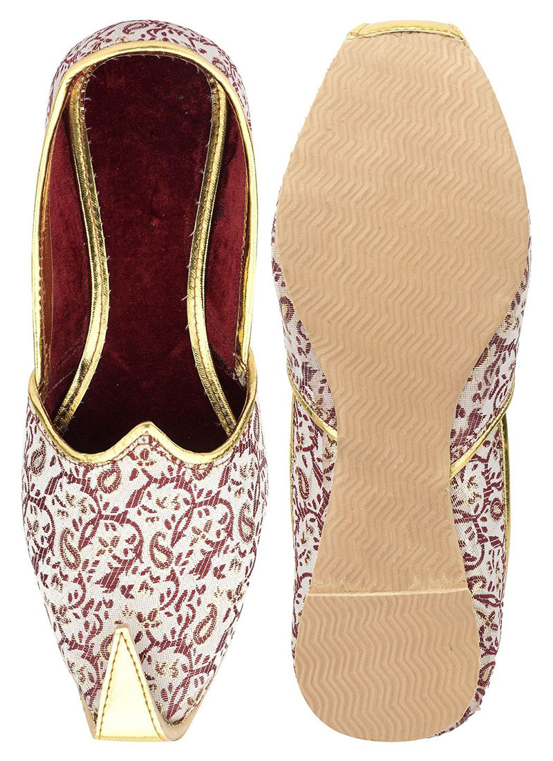Off White Printed Mojri For Men