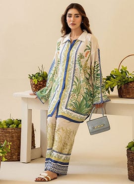 Off White Rayon Digital Print Co ord sets