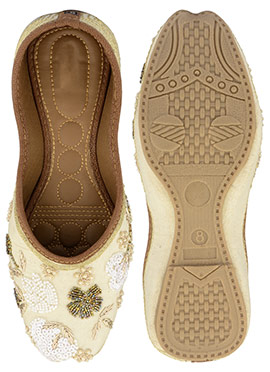 Off White Sequins Moti Zardosi With Beads Work Juti