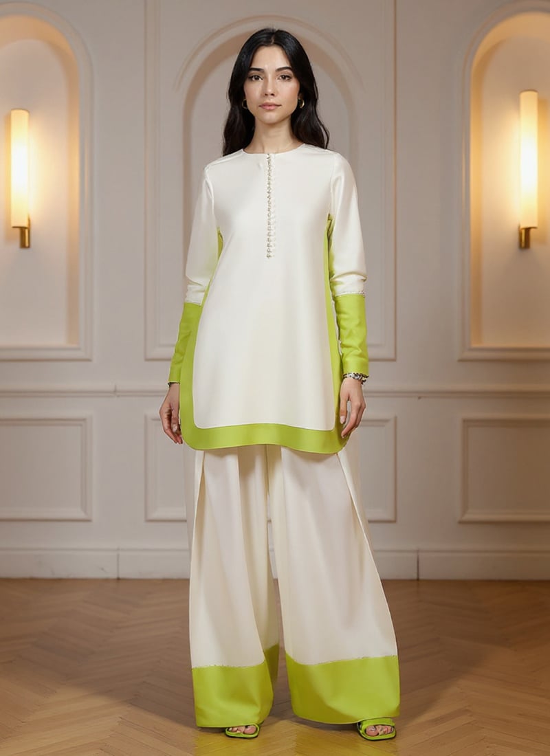 Off White Silk Indowestern Semi Patiala Set After Six Wear