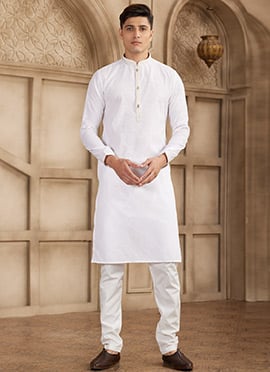Off White Silk Kurta Pyjama